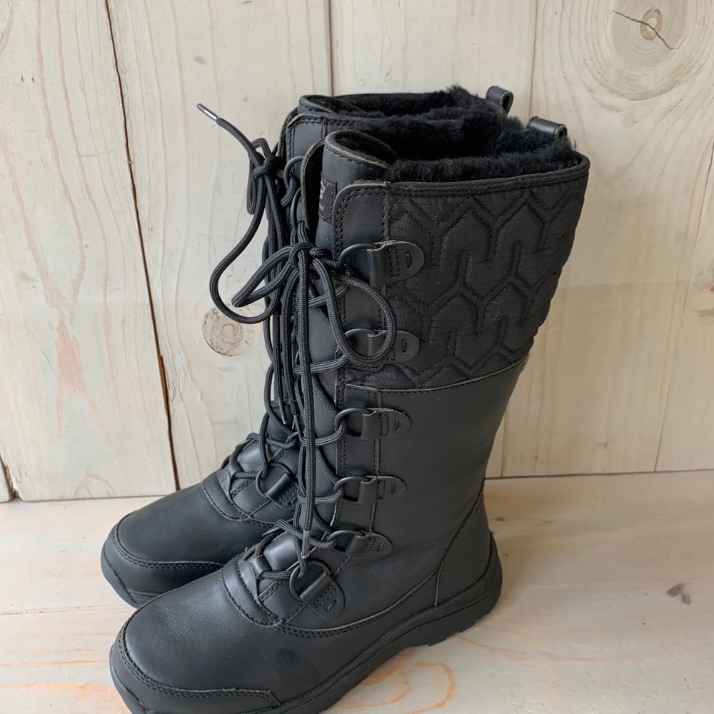 UGG ATLASON BLACK TALL LACE UP  WINTER BOOTS NEW - Picture 4 of 10